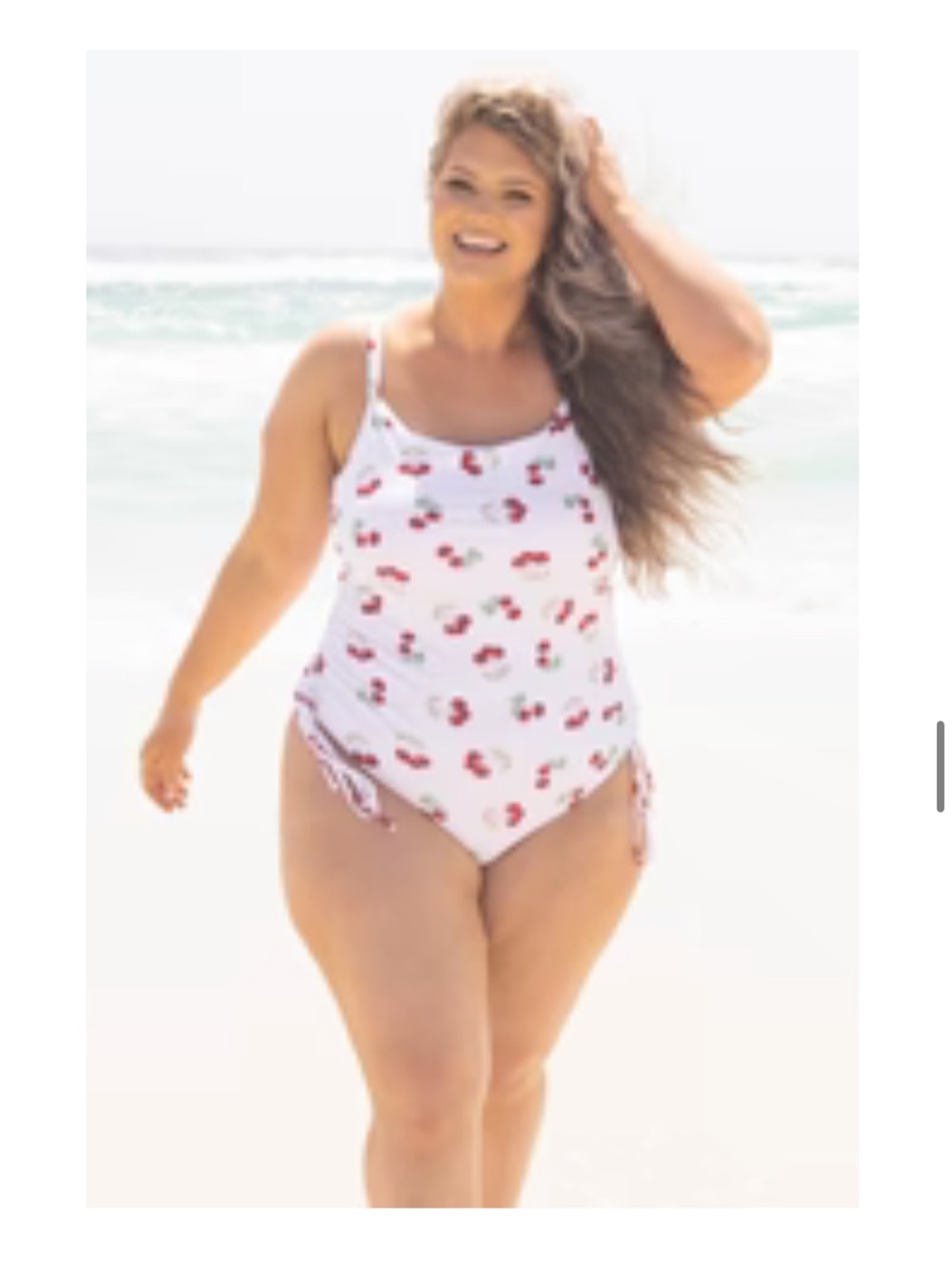 Trendy Cherry Print White One-Piece Swimsuit